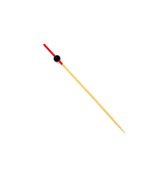 Pinchos "Bola" de Bambu en Rojo y Negro 120mm (200 Uds)