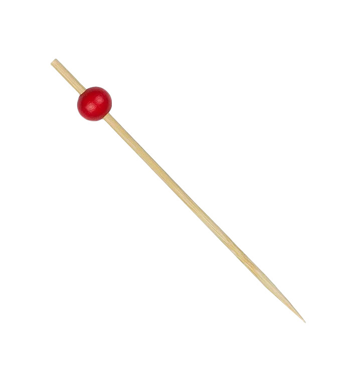 Pinchos de Bambu Decorado "Big Ball" Rojo 120mm (200 Uds)