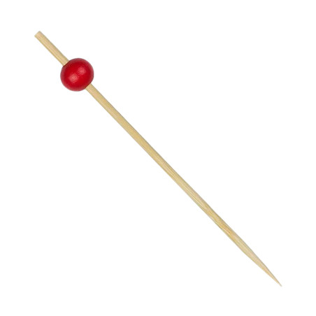 Pinchos de Bambú Decorado "Big Ball" Rojo 12,5cm (100 Uds)