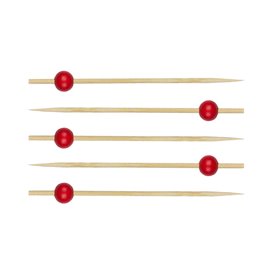 Pinchos de Bambu Decorado "Big Ball" Rojo 120mm (200 Uds)