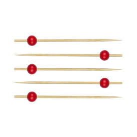 Pinchos de Bambu Decorado "Big Ball" Rojo 120mm (200 Uds)