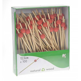 Pinchos de Bambu Decorado "Big Ball" Rojo 120mm (5000 Uds)