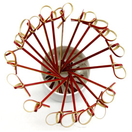 Pinchos de Bambu "Lazo" Rojo 90mm (200 Uds)