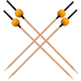 Pinchos de Bambu decorado Negro y Amarillo 120mm (200 Uds)