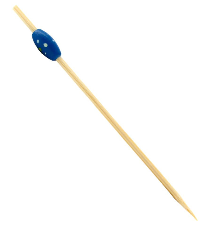 Pinchos de Bambu "Punteado" Azul 120mm (200 Uds)