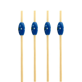 Pinchos de Bambu "Punteado" Azul 120mm (200 Uds)