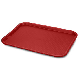 Bandeja Plastico Rectangular Fast Food Roja 35,5x41,4cm (12 Uds)