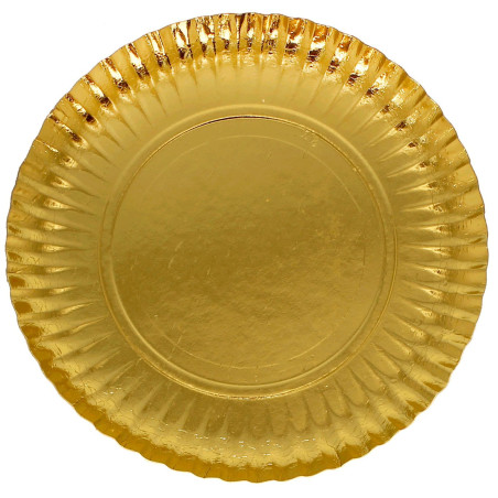 Plato de Cartón Redondo Dorado 23 cm (600 Uds)