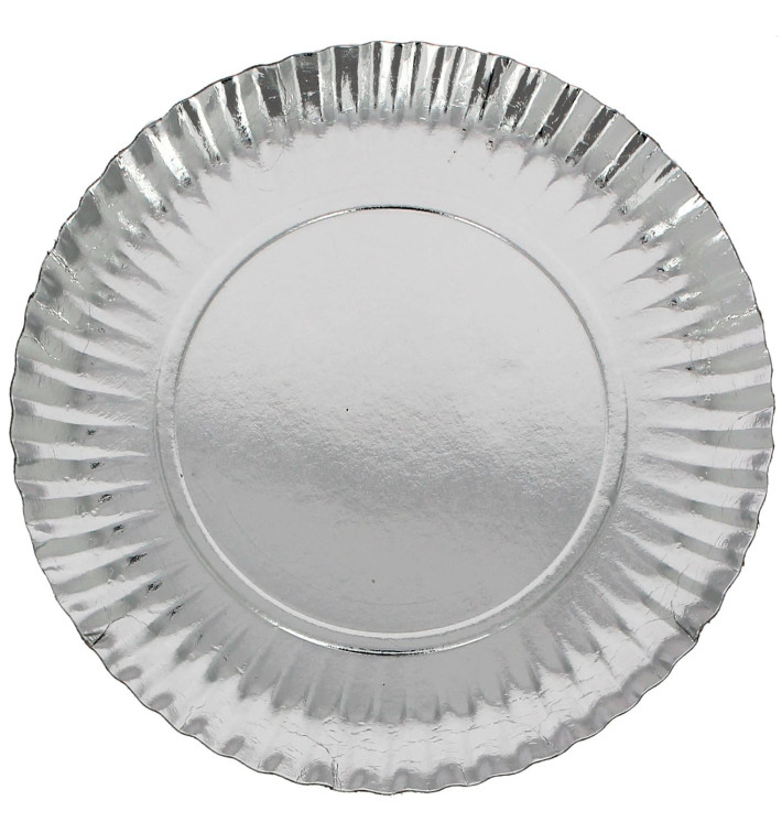 Plato de Carton Redondo Plata 230mm (100 Uds)