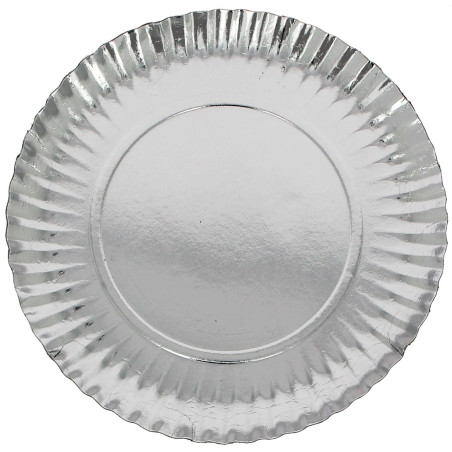 Plato de Cartón Redondo Plateado 23cm (600 Uds)