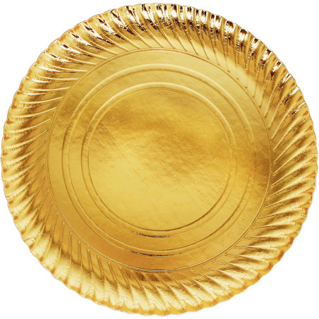 Plato de Cartón Redondo Dorado 30 cm (100 Uds)