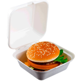 Envase Hamburguesa Caña Azúcar Blanco 152x152x84mm (600 Uds)