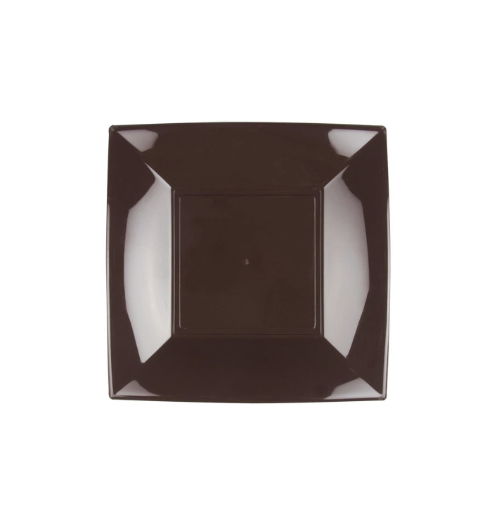 Plato de Plastico Llano Marron Nice PP 180mm (300 Uds)