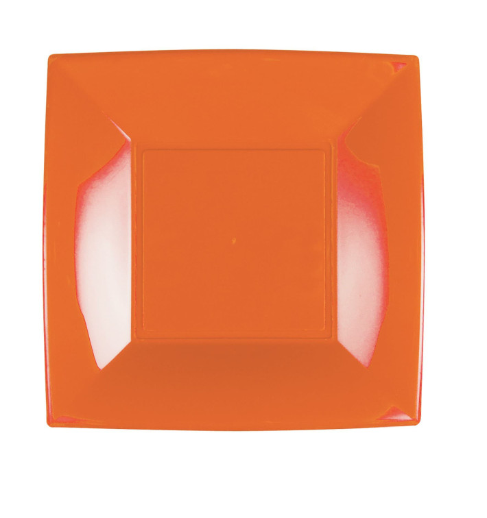Plato de Plastico Llano Naranja Nice PP 230mm (25 Uds)