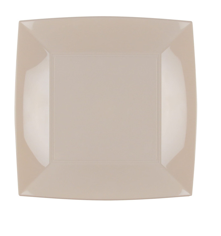 Plato de Plastico Llano Beige Nice PP 230mm (25 Uds)