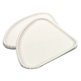 Plato de Cartón Blanco Triangular 1/4 30x21 (100 Uds)