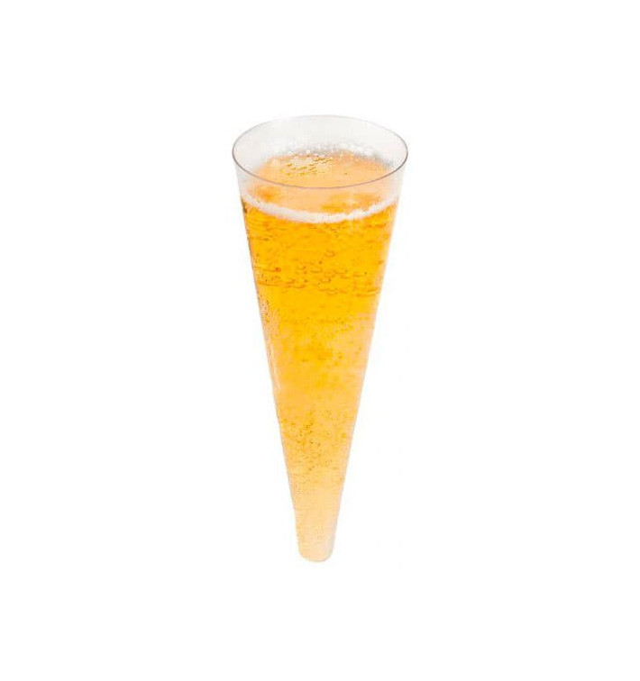 Copa de Plastico "Cono" Trans.100ml Ø5x14cm (24 uds)