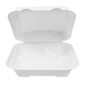 Envase MenuBox Caña Azúcar 3C Blanco 20x20x7,5cm (50 Uds)