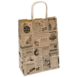 Bolsa Papel Kraft con Asas "Times" 80g 26+14x32 cm (50 Uds)