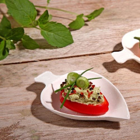 MiniPlato Hoja Caña de Azucar Blanco 8x5,5cm (500 Uds)