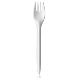 Tenedor Plastico Luxury Blanco 175 mm (100 Uds)