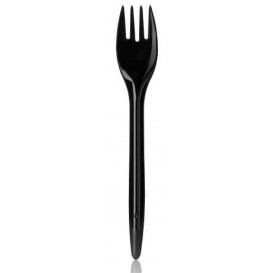 Tenedor Plastico Luxury Negro 175 mm (100 Uds)