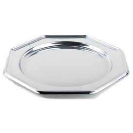 Bajoplato de Plastico Catering Octog. Plata 30 cm (5 Uds)