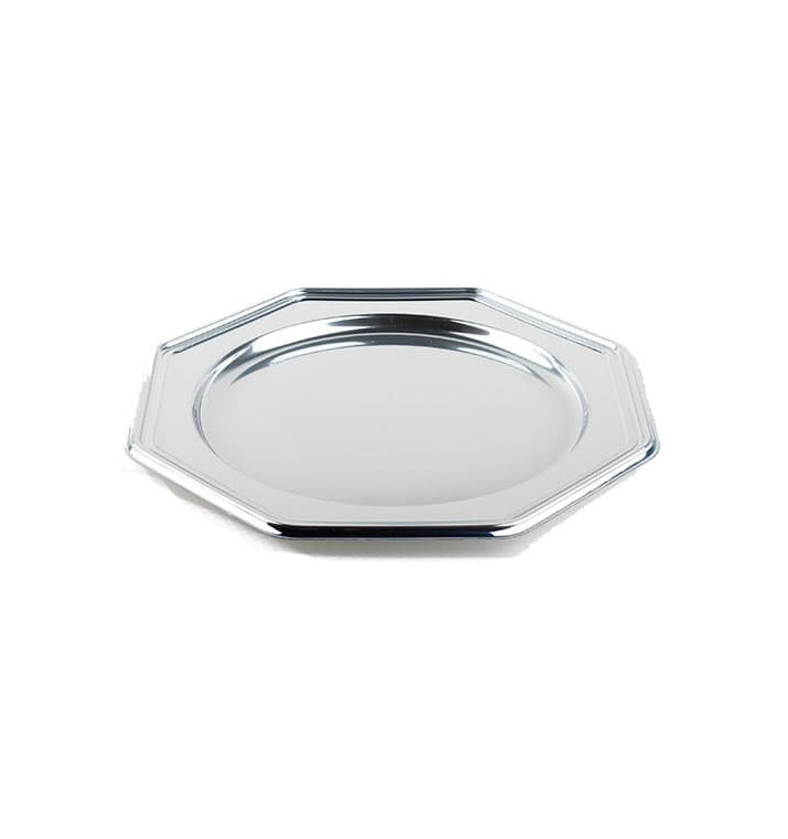 Bajoplato de Plastico Catering Octog. Plata 30 cm (5 Uds)