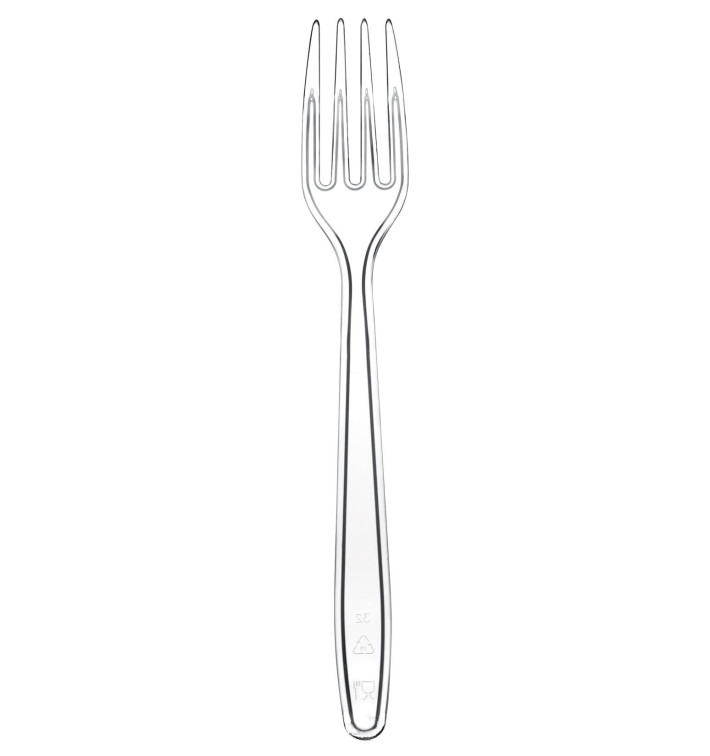 Tenedor de Plastico Easy PS Transp. 175mm (100 Uds)