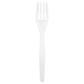 Tenedor de Plastico Easy PS Blanco 180mm (20 Uds)