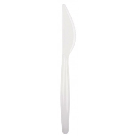 Cuchillo de Plástico Easy PS Blanco 185mm (20 Uds)