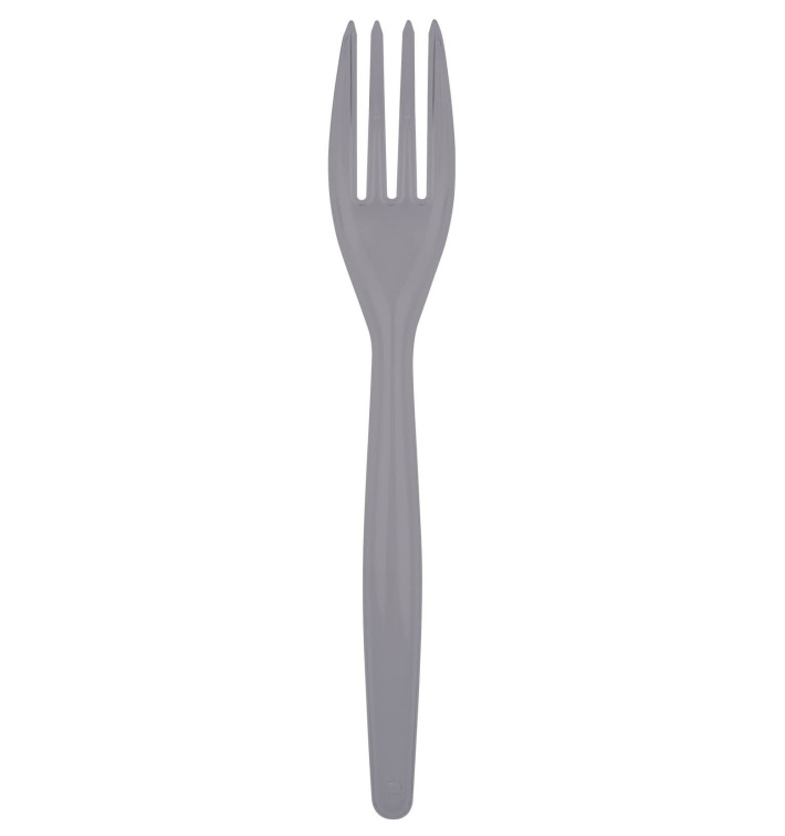 Tenedor de Plastico Easy PS Gris 180mm (20 Uds)