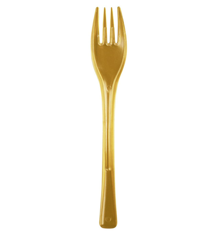 Tenedor de Plastico Fly Oro 140mm (50 Uds)