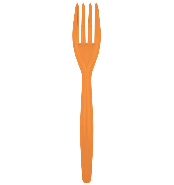 Tenedor de Plastico Easy PS Naranja 180mm (20 Uds)