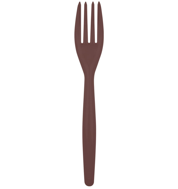 Tenedor de Plastico Easy PS Marron 180mm (20 Uds)