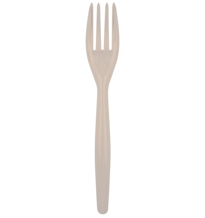 Tenedor de Plastico Easy PS Beige 180mm (20 Uds)