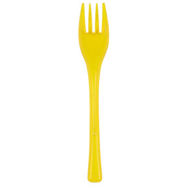 Tenedor de Plastico Fly Amarillo Transp. 140mm (50 Uds)