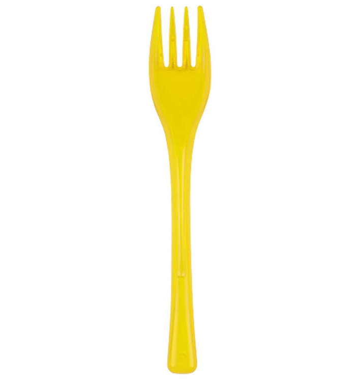 Tenedor de Plastico Fly Amarillo Transp. 140mm (3000 Uds)