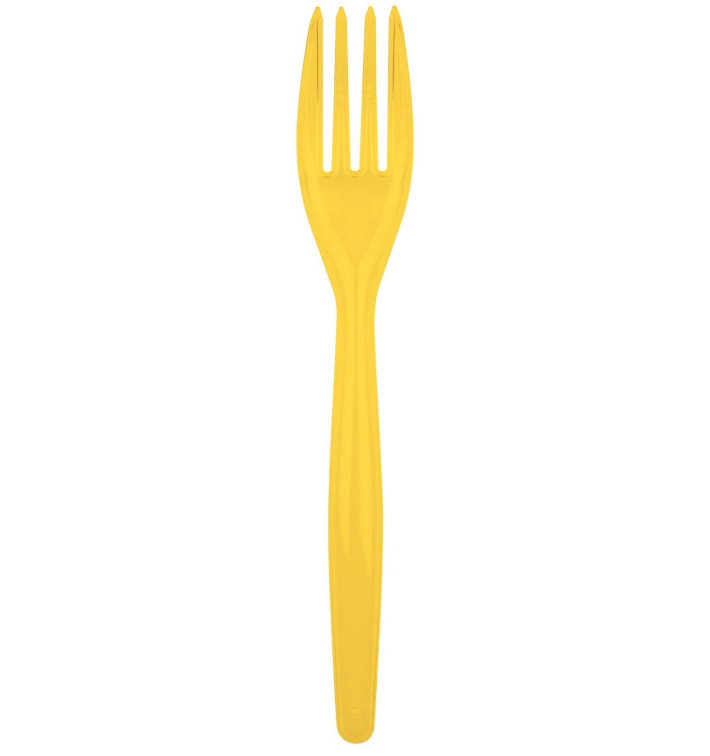 Tenedor de Plastico Easy PS Amarillo 180mm (500 Uds)