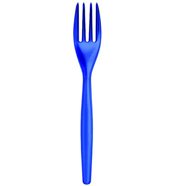 Tenedor de Plastico Easy PS Azul Transp. 180mm (20 Uds)