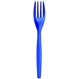 Tenedor de Plastico Easy PS Azul Transp. 180mm (500 Uds)