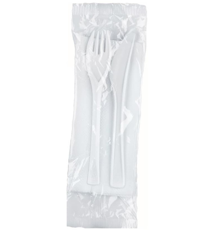 Set Cubiertos Cartón Kraft Tenedor, Cuchillo, Cuchara y Servilleta (50 Uds)