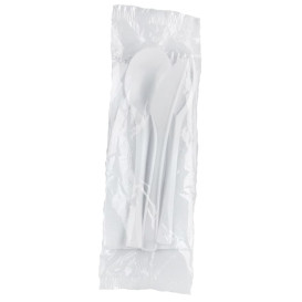 Set Cubiertos Plastico Next Tenedor, Cuchillo, Cuchara y Servilleta (50 Uds)