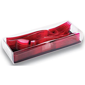 Kit Cubiertos Plastico Tenedor, Cuchillo, Cuchara Frambuesa (1 Kit)
