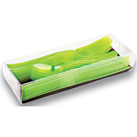 Kit Cubiertos Plastico Tenedor, Cuchillo, Cuchara Verde (20 Kits)