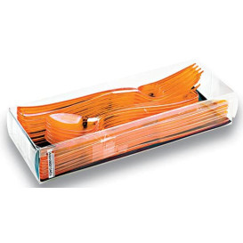 Kit Cubiertos Plastico Tenedor, Cuchillo, Cuchara Naranja (1 Kit)