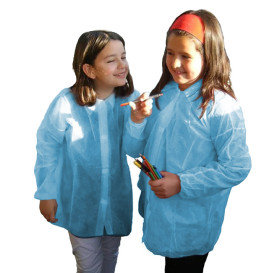 Bata Infantil Azul TST PP Con Velcro Sin Bolsillo (50 Uds)
