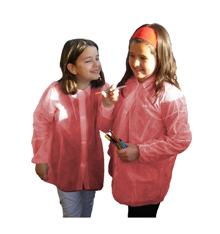 Bata Infantil Roja TST PP Con Velcro Sin Bolsillo (50 Uds) Bata Infantil Roja TST PP Con Velcro Sin Bolsillo (50 Uds)