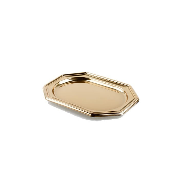 Bandeja de Plastico Octogonal Oro 36x24 cm (5 Uds)