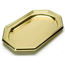 Bandeja de Plastico Octogonal Oro 46X30 cm (5 Uds)